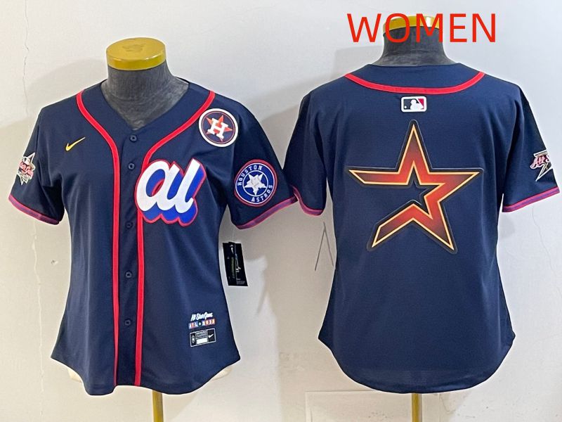 Women 2025 Houston Astros Blank Drak Blue All star Nike MLB Jersey style 06
